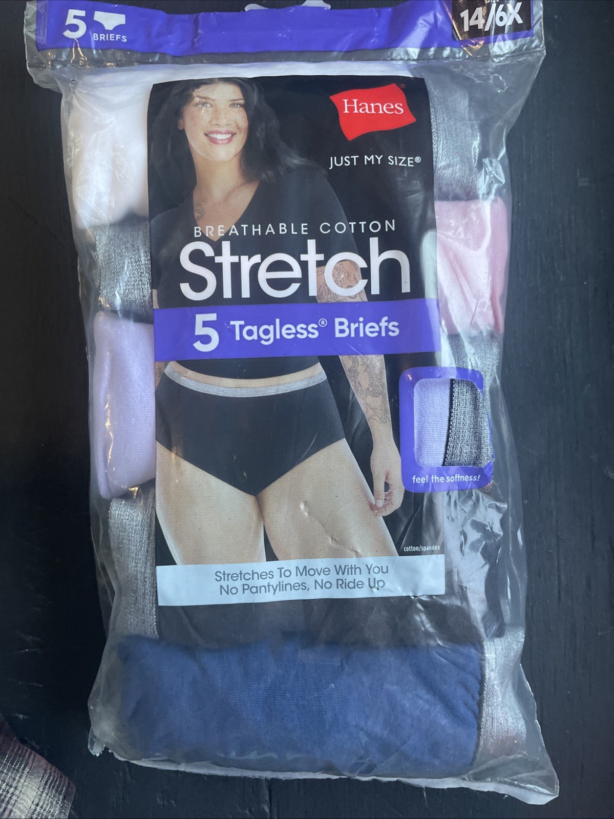 Hanes CSP40A Just My Size Cotton Stretch Brief Panty – 5 Pack 6xl Size 14