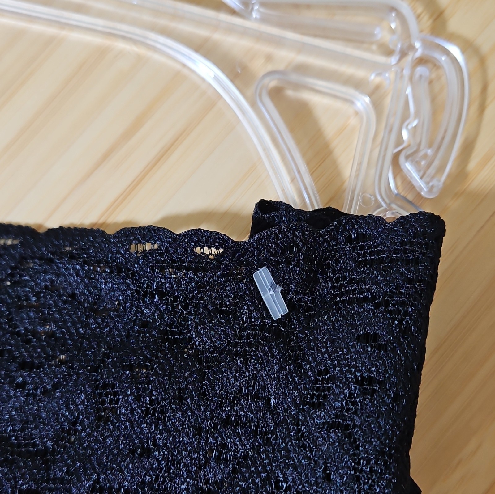 Felina Floral Lace Thong Panties Black M/L Sheer Stretch Semi-Transparent 2122