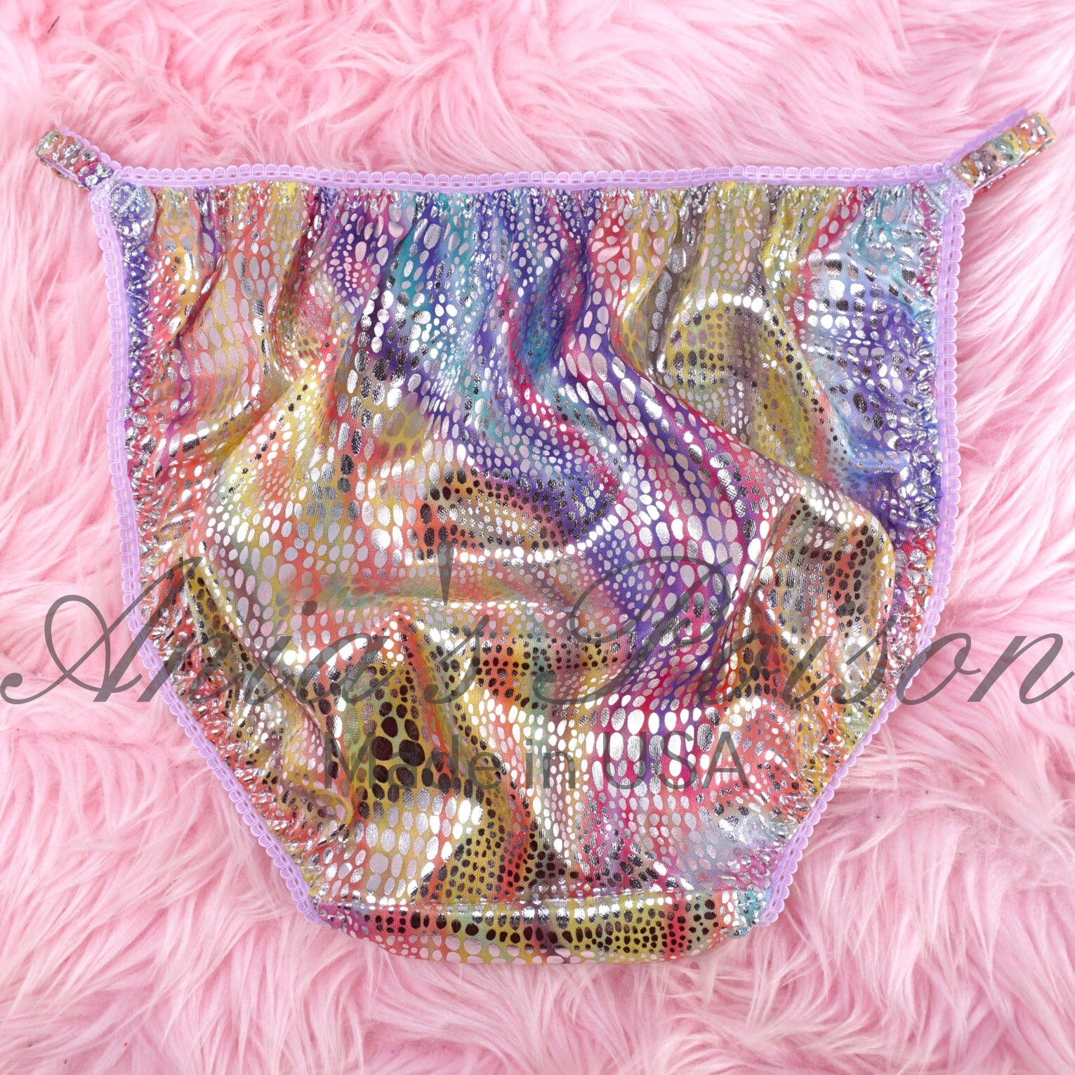 Easter Panties Rainbow Pastel Metallic Foil DUCHESS CUT women’s string bikini