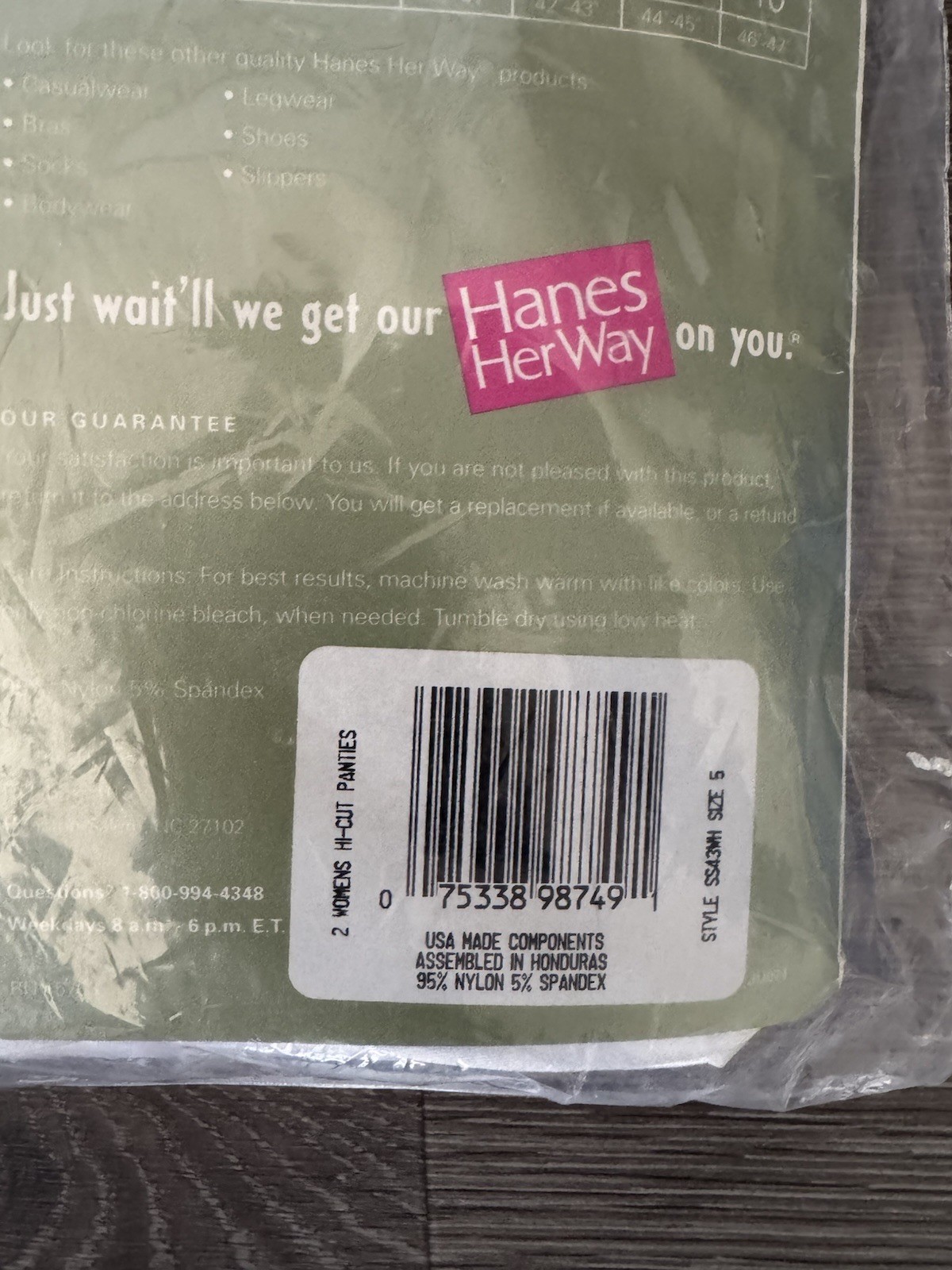 Vtg Hanes Her Way Satin Stretch Hi-Cut Brief Women’s Panties Set Of 2 Size 5 🔥