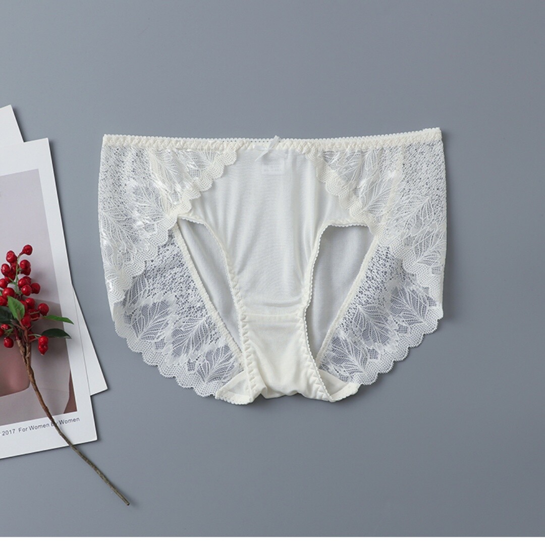4 Pack 100% Mulberry Silk Sexy Lace Women Panties Briefs Underwear M L XL TG216