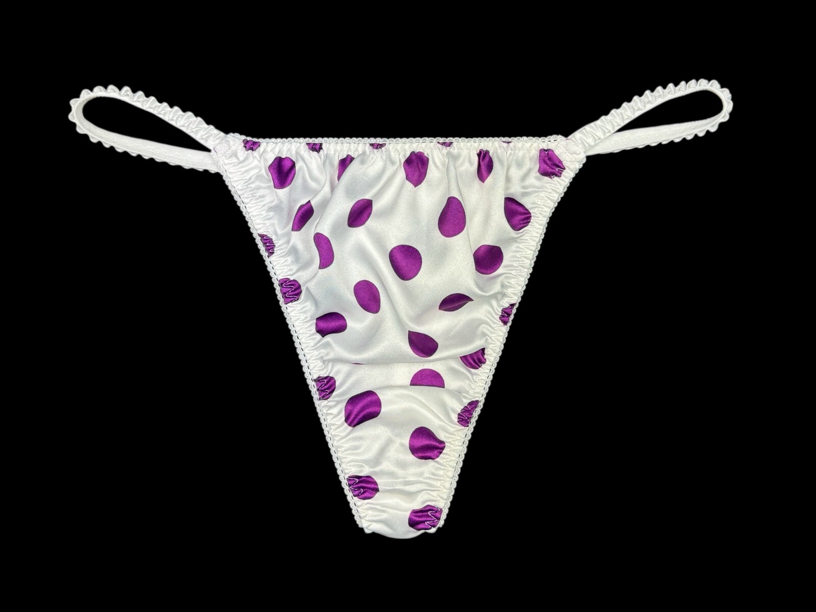 Classic Satin String Thong Polka Dot M