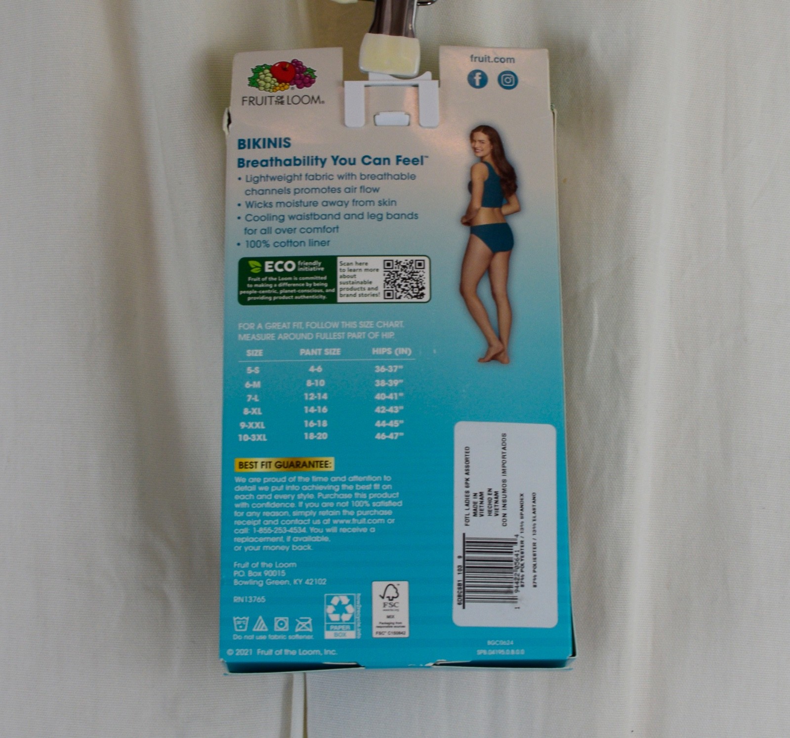 Fruit of the Loom 6 PACK Womens Breathable Underwear Assorted Colors Size 9/2XL