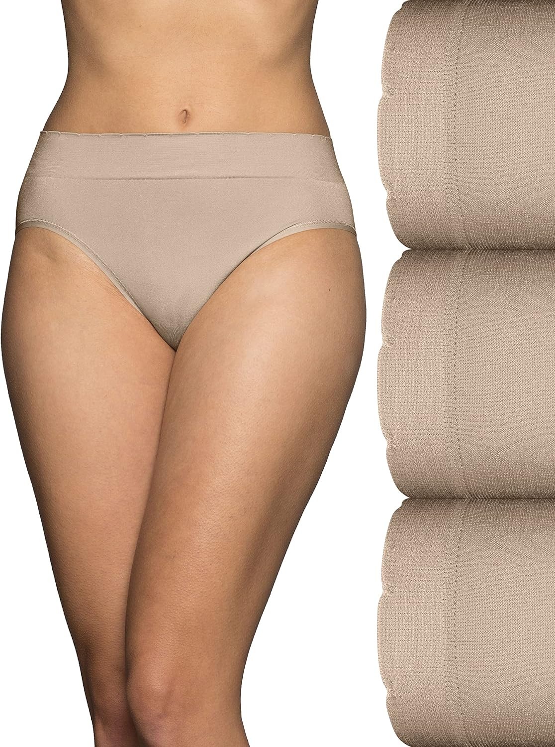 3 Pk Vanity Fair 13417 No Pinch No Show Hi-Cut Seamless Panty Sz ~ 6 7 8 9 Mix