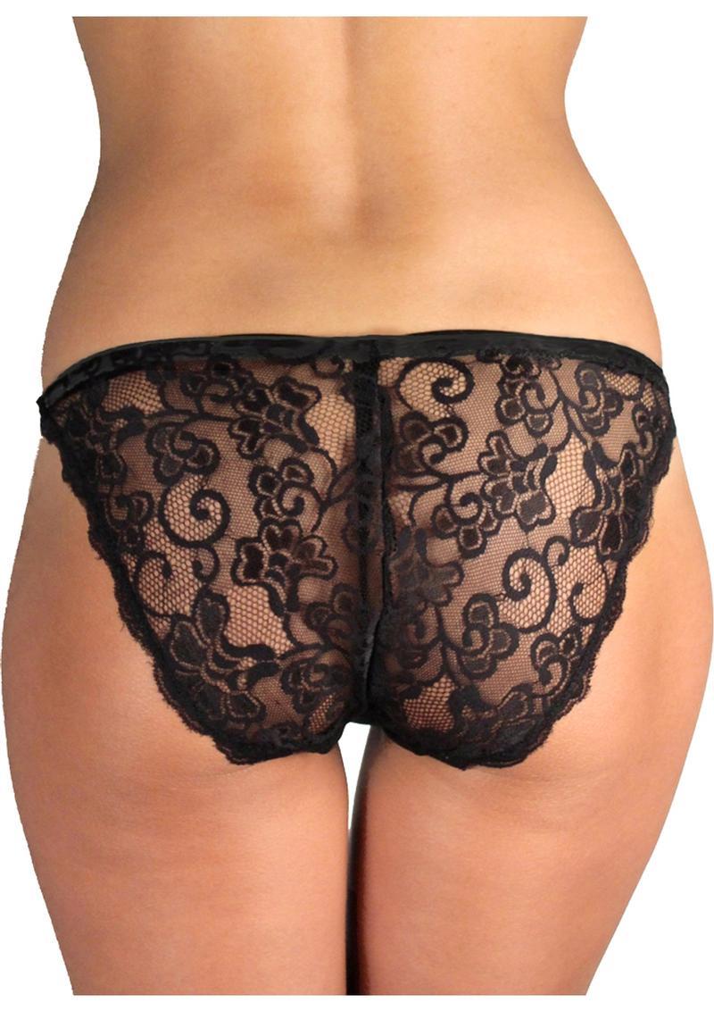 Batman Bikini Pantie Gem Logo & Lace Back Large Black Yellow Comic Fan Lingerie