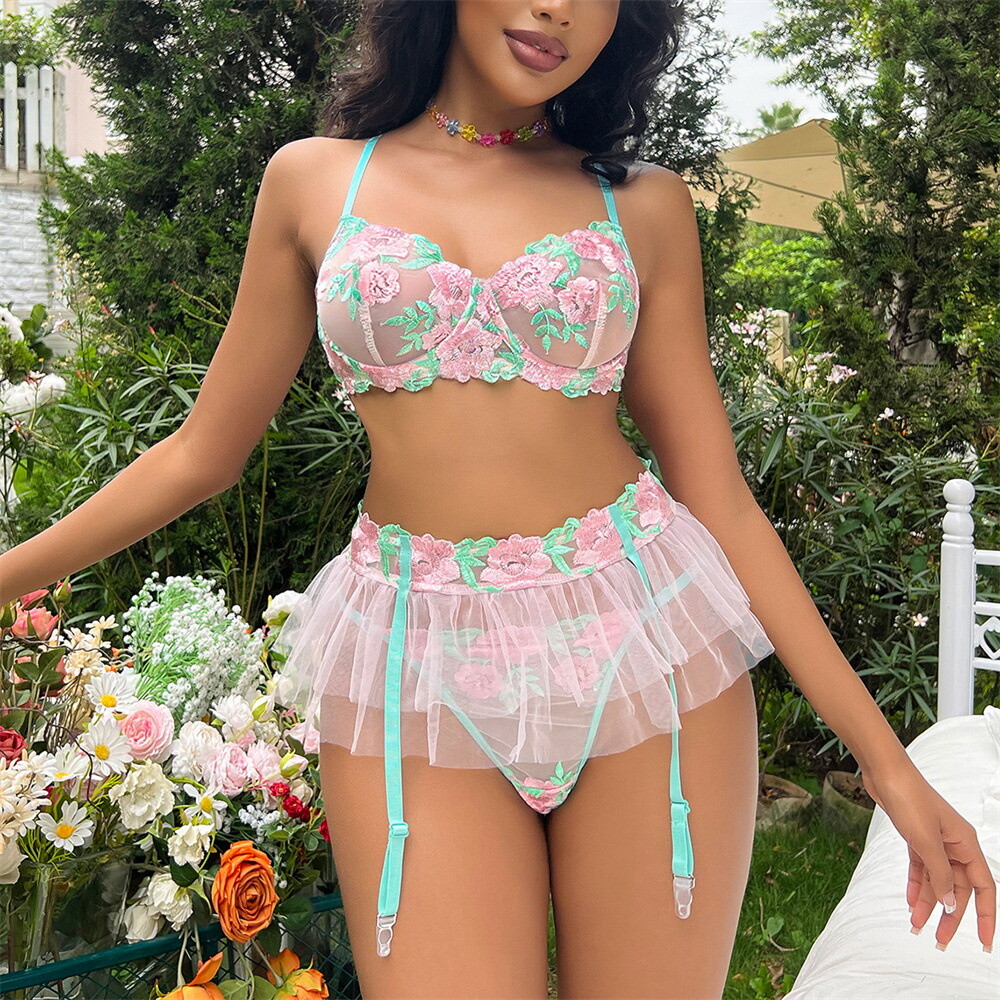 Women’s Sexy Lingerie Lace Babydoll Bra Thong Set Sleepwear Underwear Nightwear
