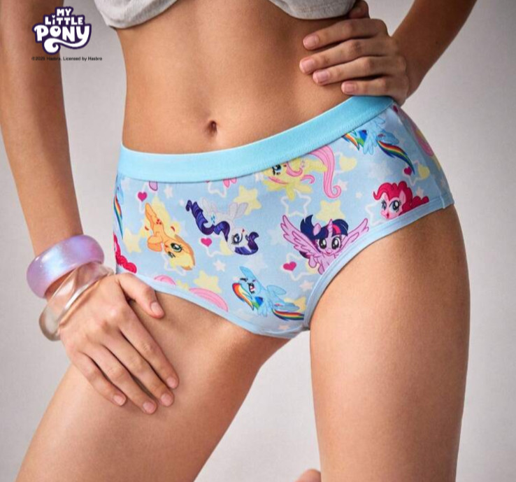 My Little Pony Kawaii Y2K Cartoon Cute Licensed Logo Brief Panties XL 3 pack