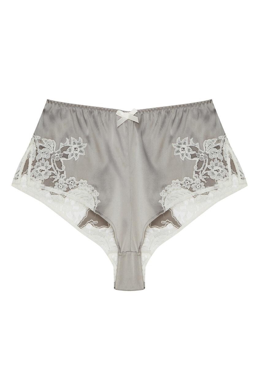 Agent Provocateur Nayeli Ivory Silver French Knicker Silk Brief AP3 M NWT $505