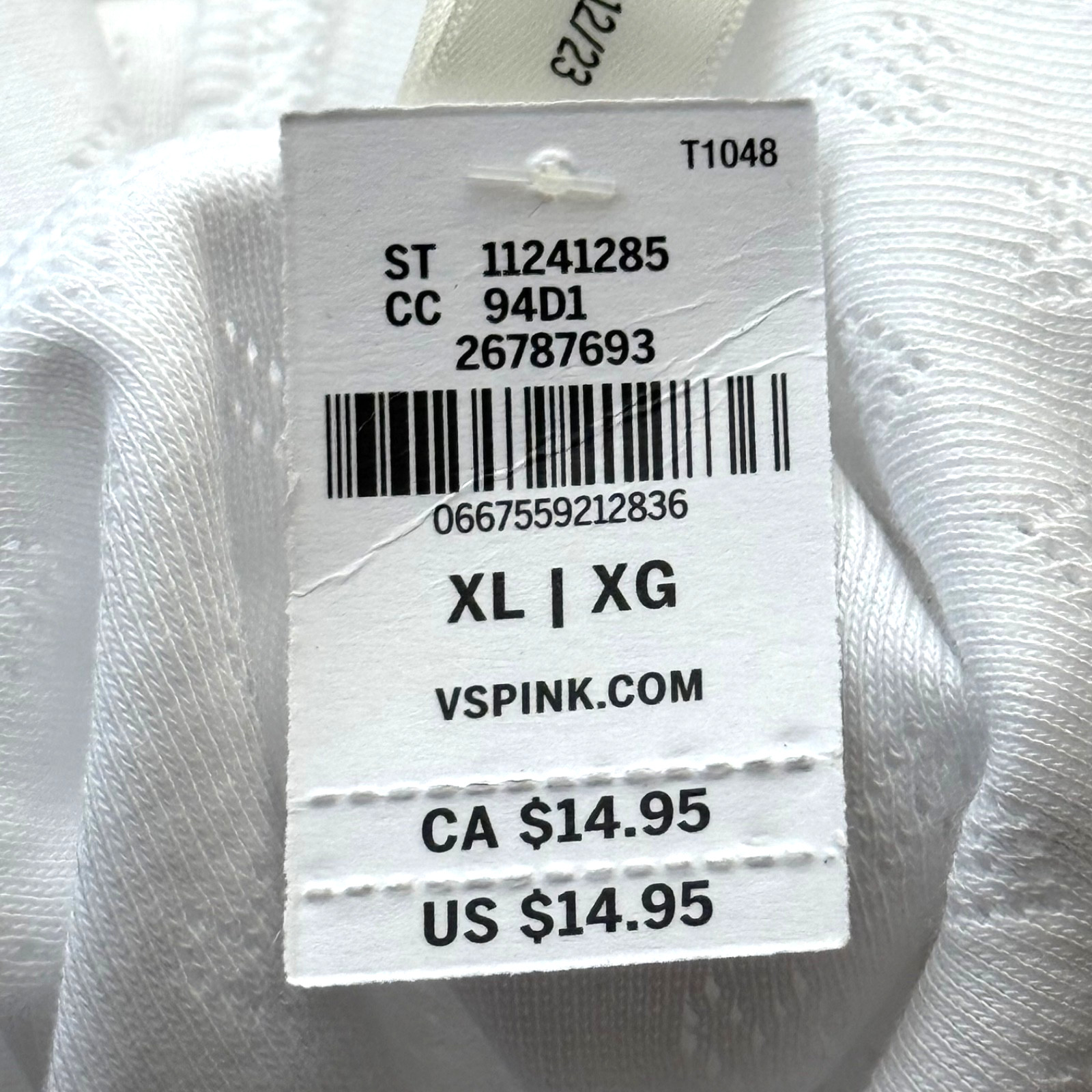 PINK Victoria’s Secret Cotton Heart Pointelle Cheeky Panty Optic White M/L/XL