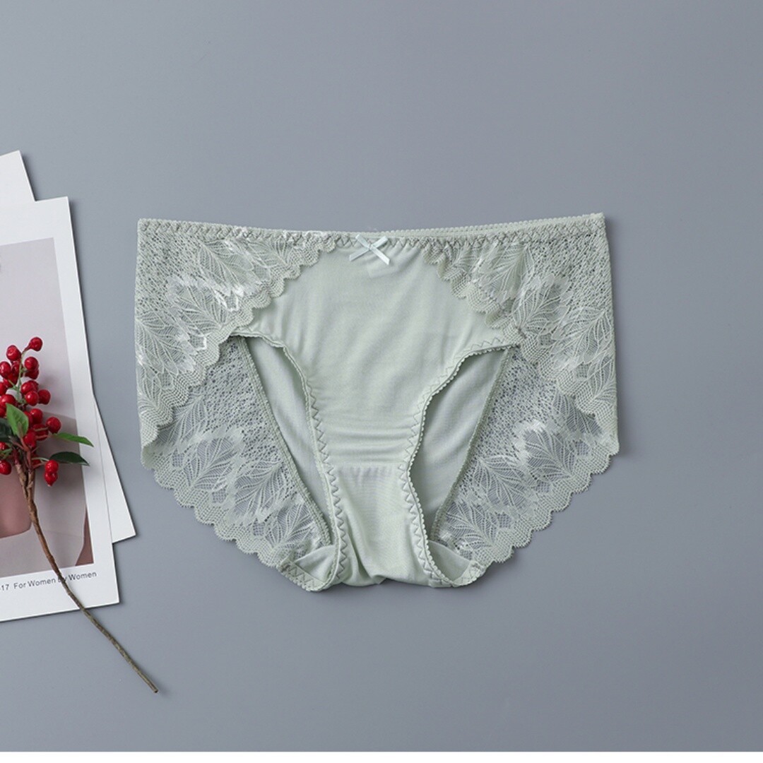 4 Pack 100% Mulberry Silk Sexy Lace Women Panties Briefs Underwear M L XL TG216