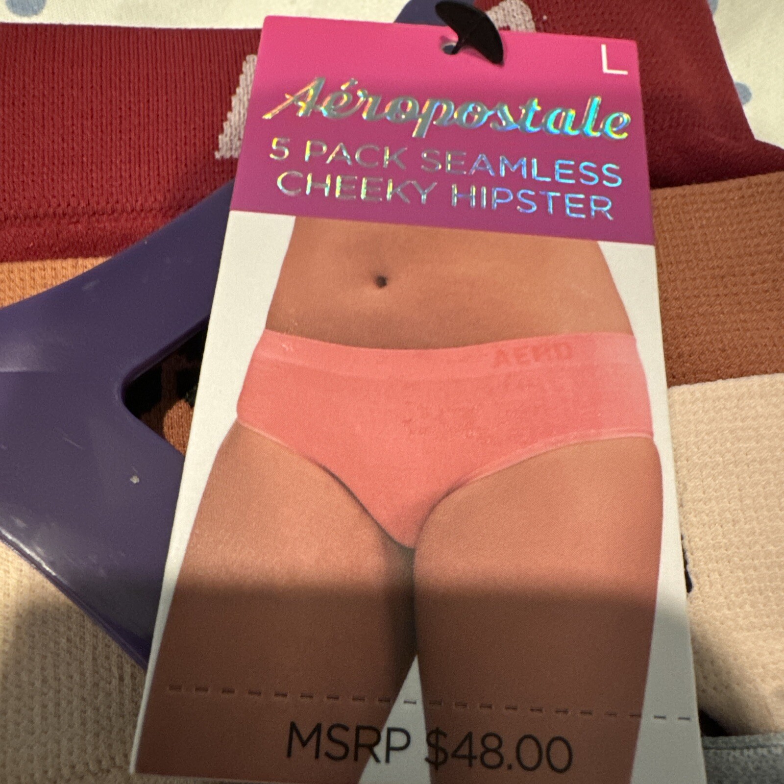 AEROPOSTALE AERO 5 PACK SEAMLESS CHEEKY HIPSTER WOMEN’S UNDERWEAR PANTIES LARGE