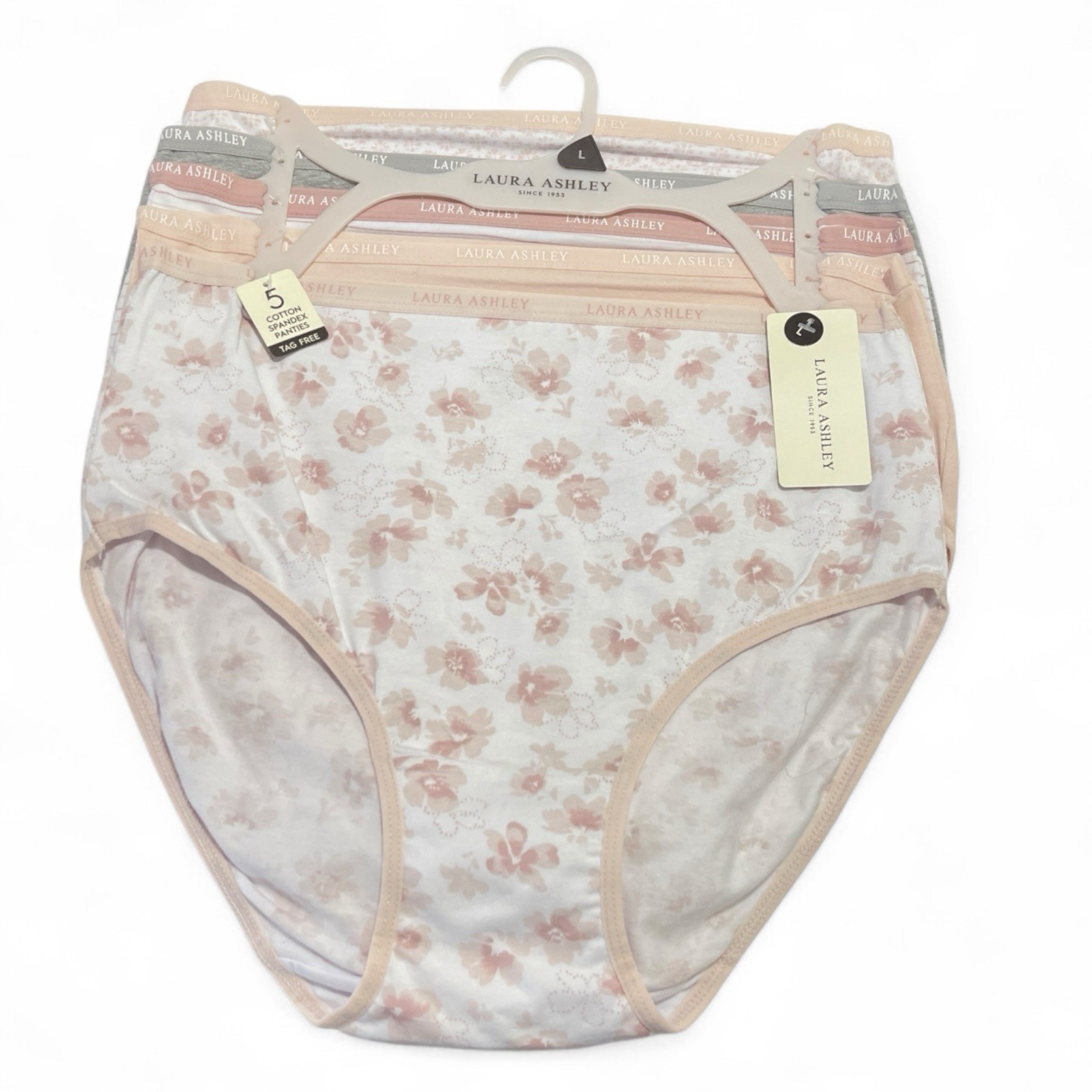 Laura Ashley Panties Women’s Large Briefs 5 Pack Super Soft Neutral Florals