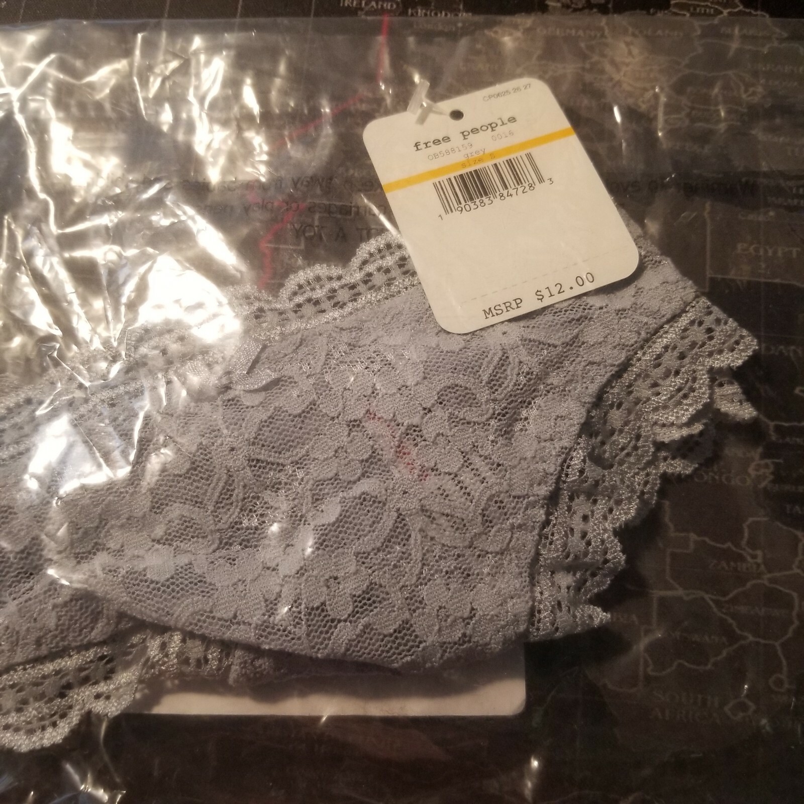 2x Free People Lace Thong Womens Small Gray OB588159 NWT
