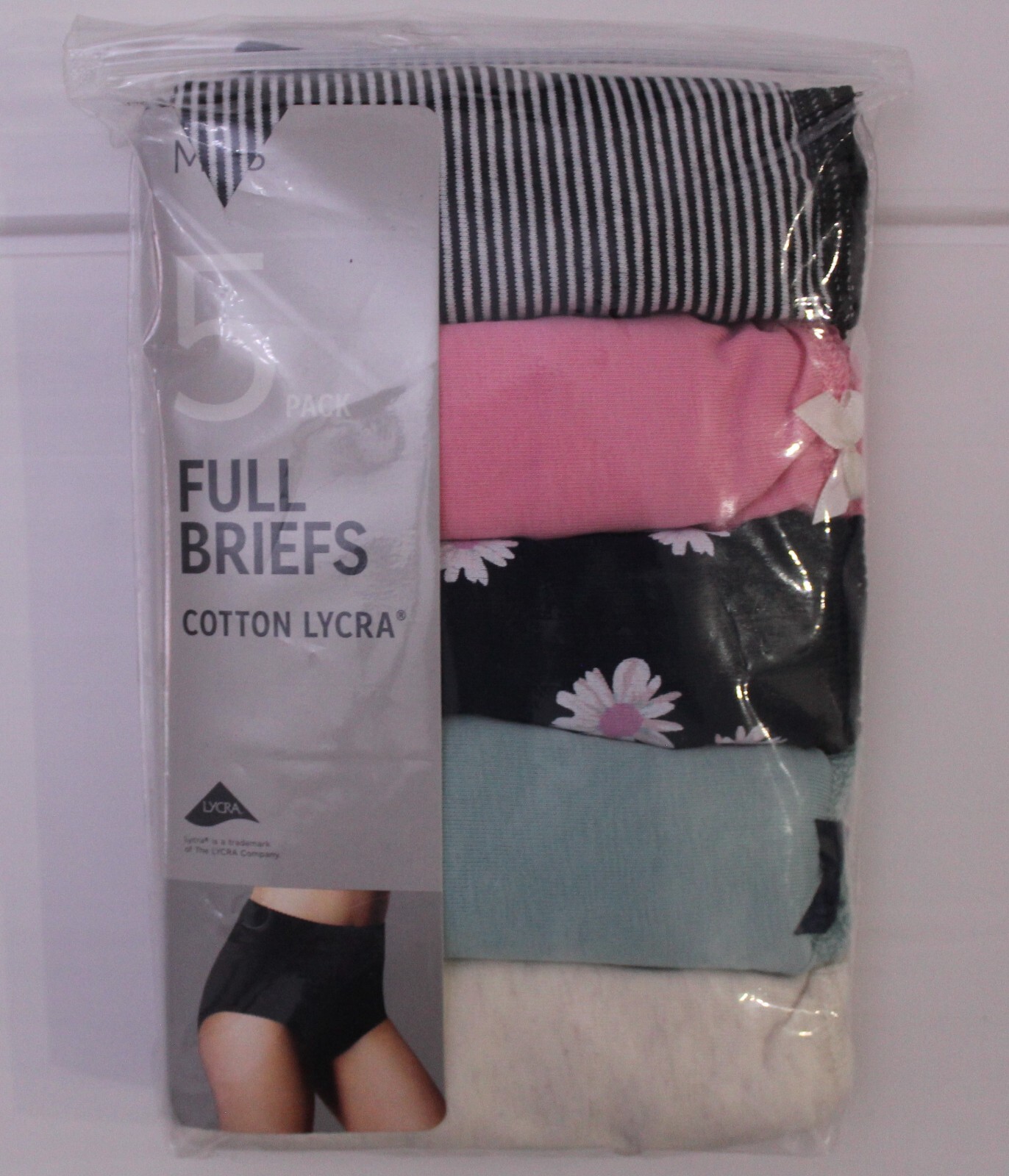 Ex M & S Ladies 5 Pack Cotton Lycra Full Briefs Underwear Knickers Size 10 to 24