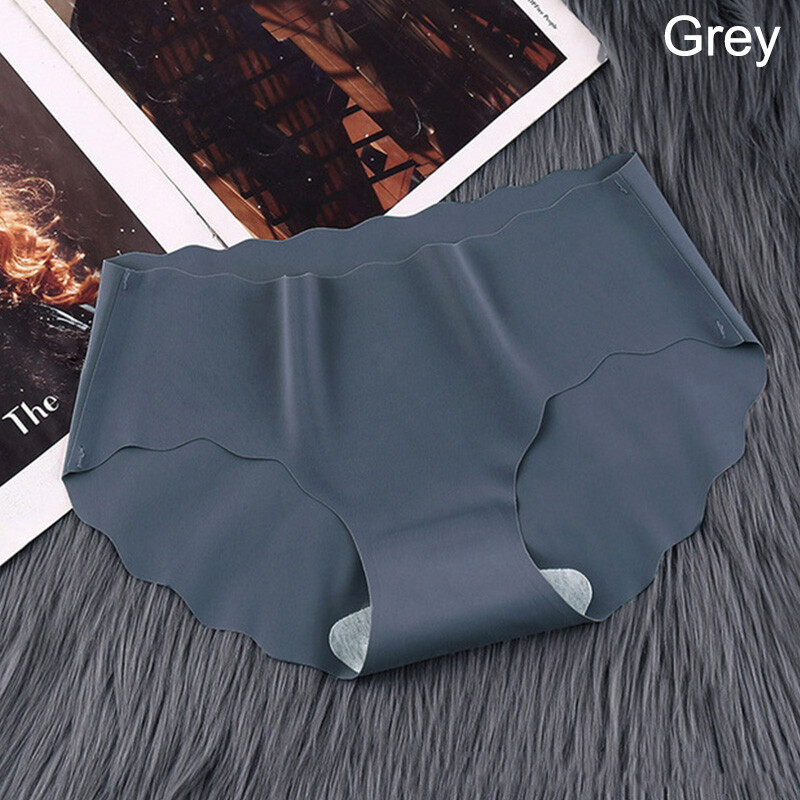 Women Sexy Ice Silk Panties Seamless Briefs Mid Waist Underwear Knickers M L XL