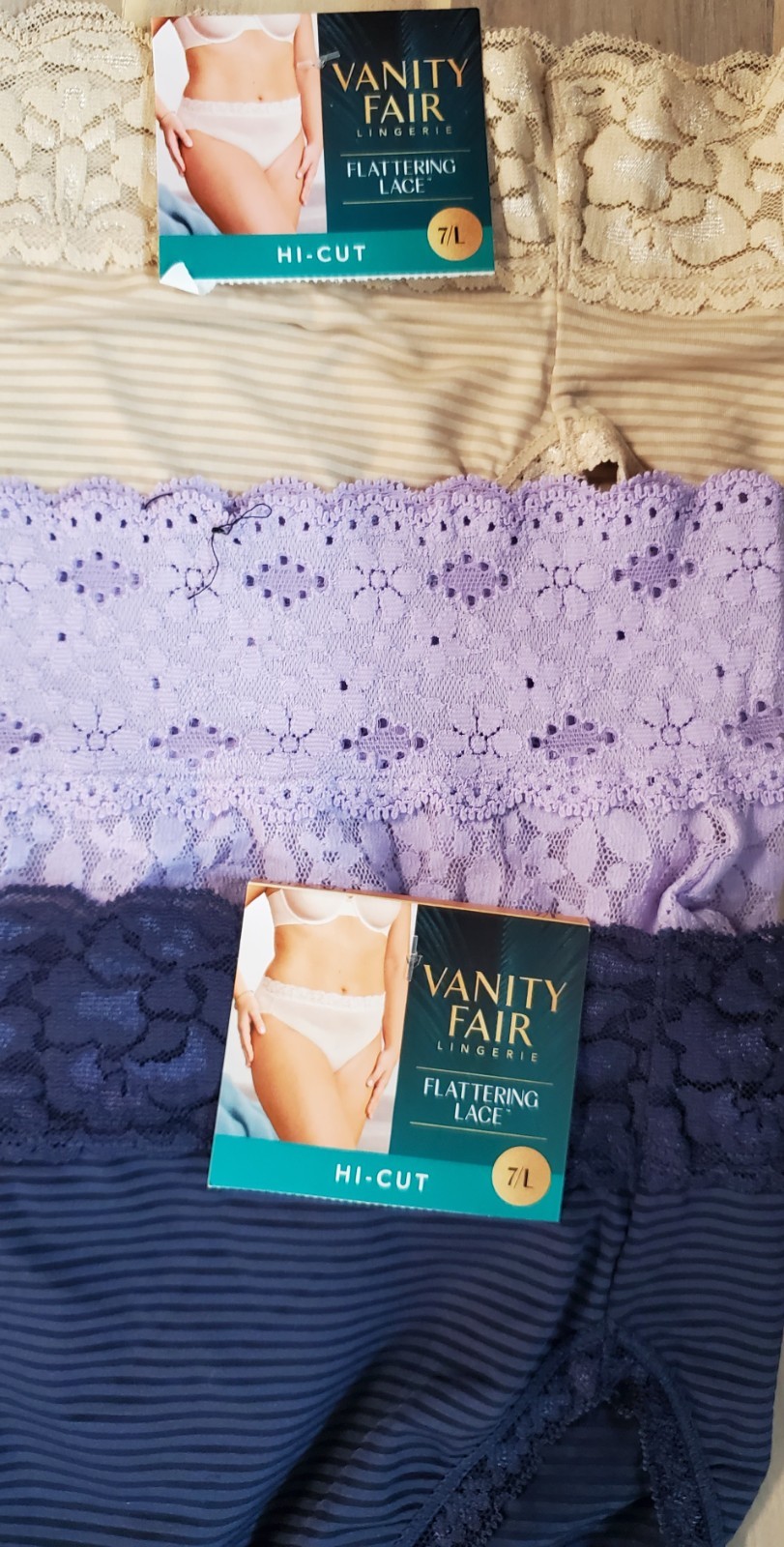 Lot of 3 Women’s Nylon/Spandex Hi-Cut Panties 2 Vanity Fair & 1 Wacoal Large