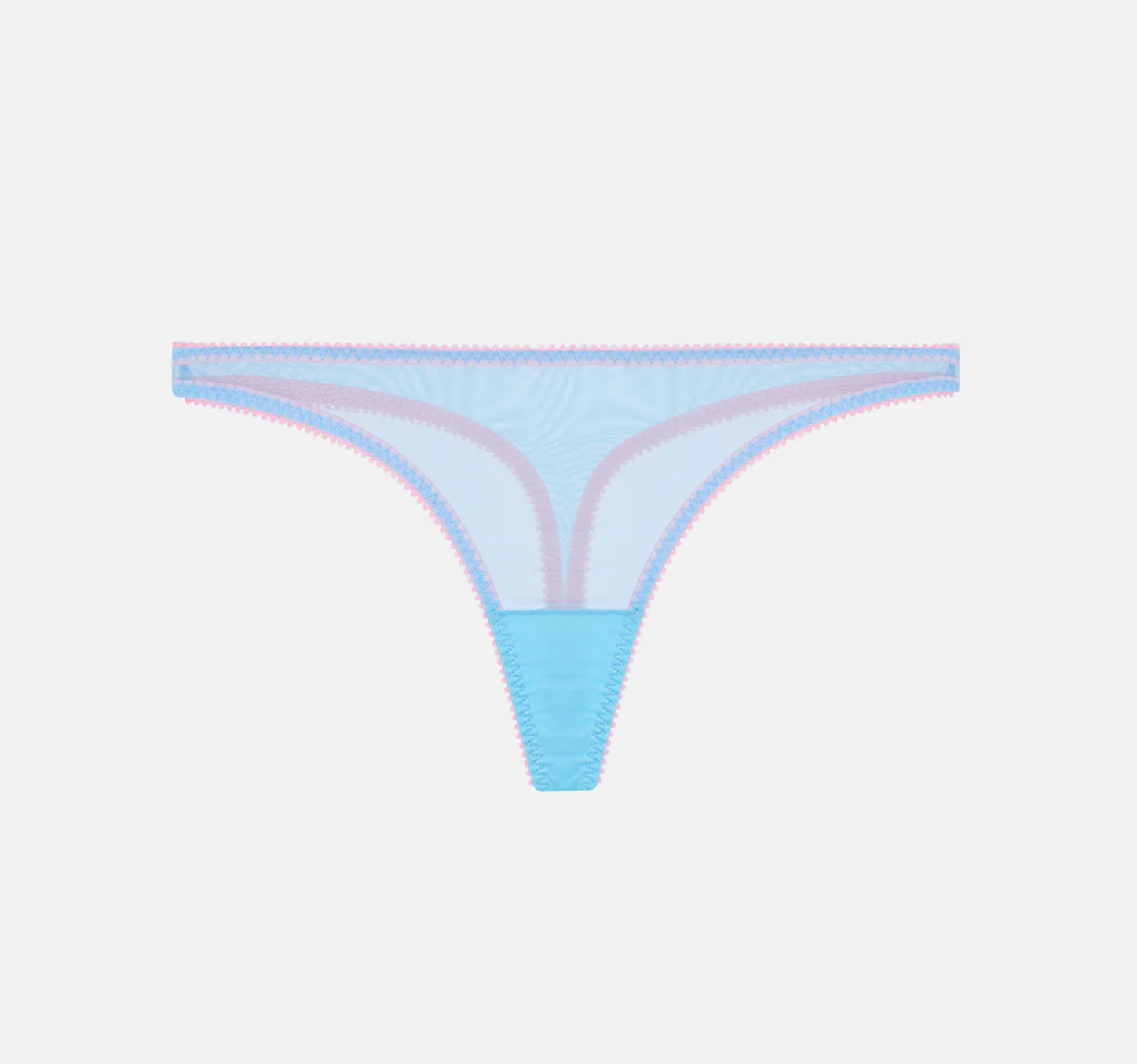 BNWT £30 Dora Larsen Layla Clean Thong Blue Tulle Mesh Pink UK 14 US 10 Underwea