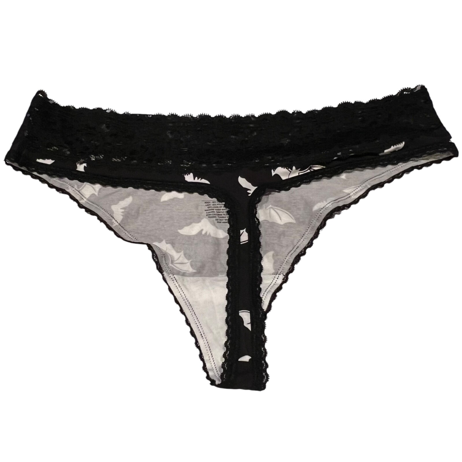 NWT TORRID Thong Pantie 0X-1X-2X-3X-4X Jersey Lace Black White Halloween Bats