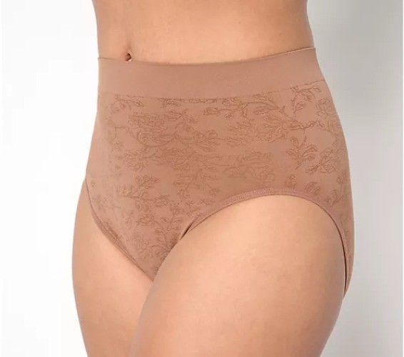 Breezies Seamless Floral Jacquard HiCut Large Basic 3-PK BLK/WHT/BGE SZ 1X NWT