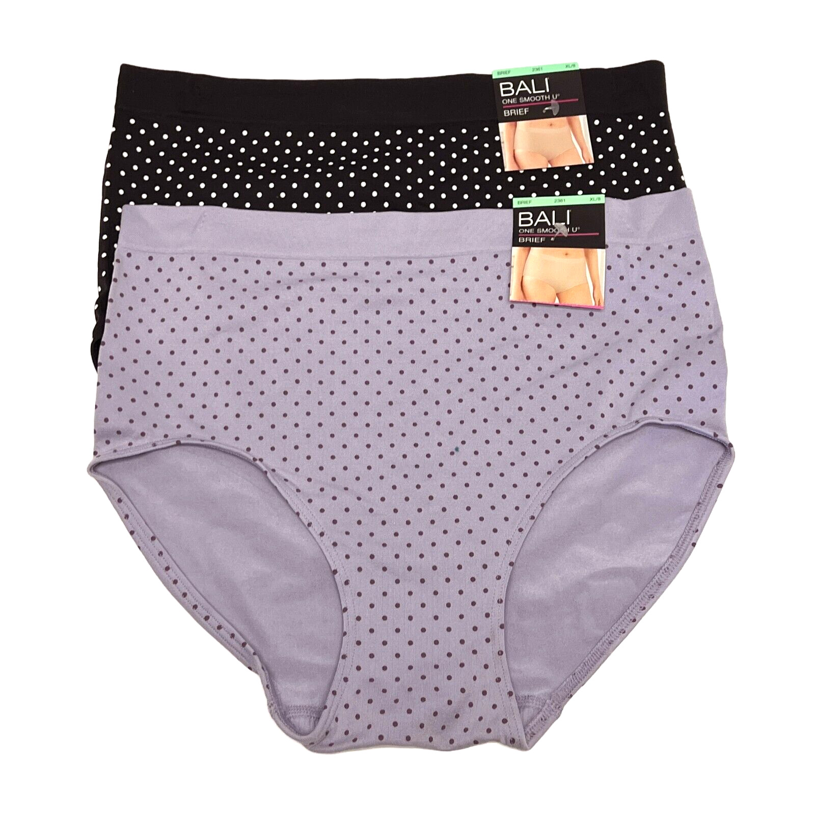 2 Bali One Smooth U Brief Panty XL 8 NWT 2361