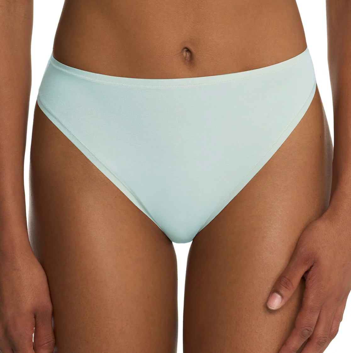 Natori MEDIUM Bliss Bare Cotton High Cut Brief Panty NWOT 772346 Cloud Green