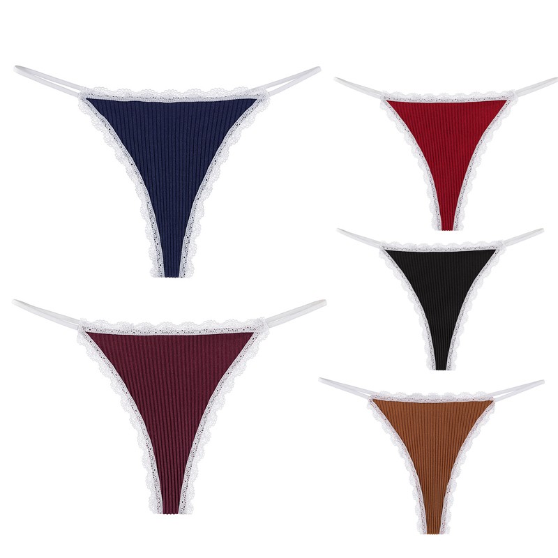 5 Pack Lot Sexy Womens Thongs Panties Underwear Lace Ladies Lingeries Bikinis