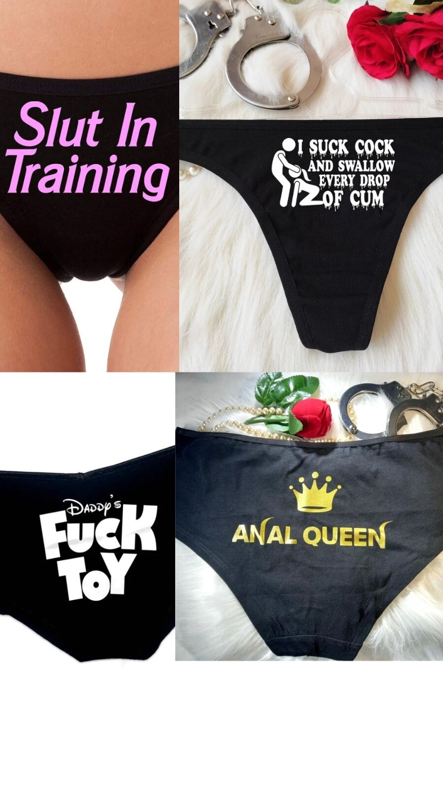 Any 4 Items Thong Knickers slave panties sexy funny rude slut cgl ddlg SEX
