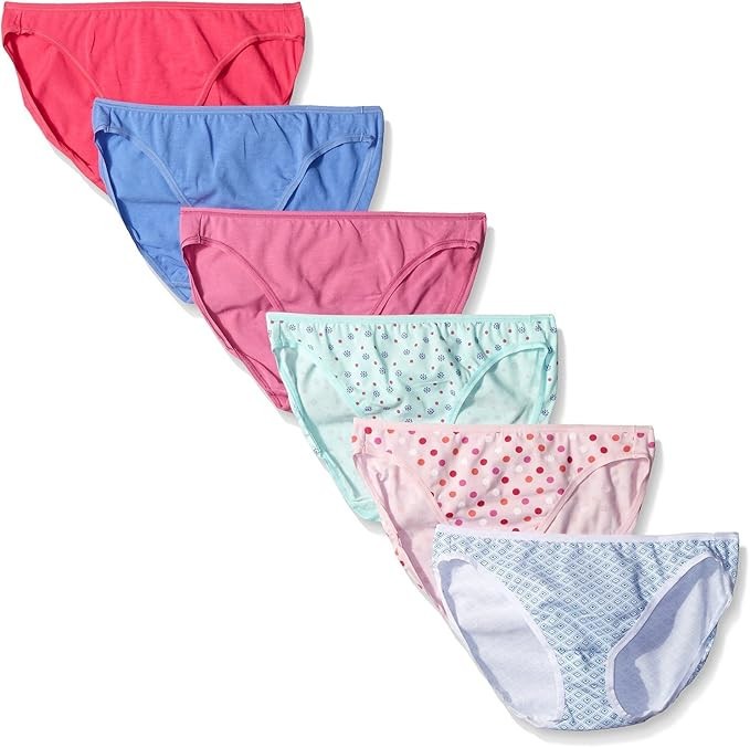 Felina Cotton Stretch Hi-Cut Bikini Modal 6-pack Assorted Colors Small