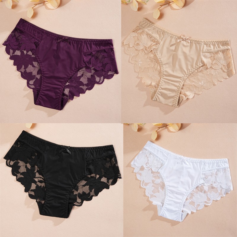 4 Pack Lot Sexy Womens Lace Panties Brief Lingeries Ladies Underwear Sissy Sheer