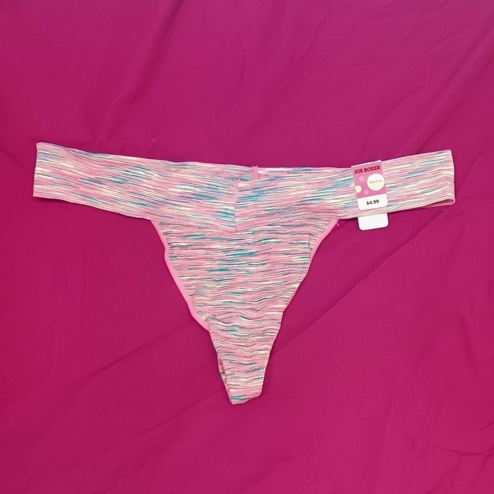 NWT Vintage Joe Boxer Thong Panties XXL Pastel Stripe Stretch Y2K 90s Deadstock