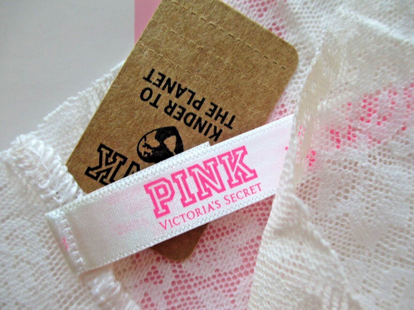 VICTORIA’S SECRET PINK No Show Lace Cheeky Panty S SMALL Coconut White VS NWT