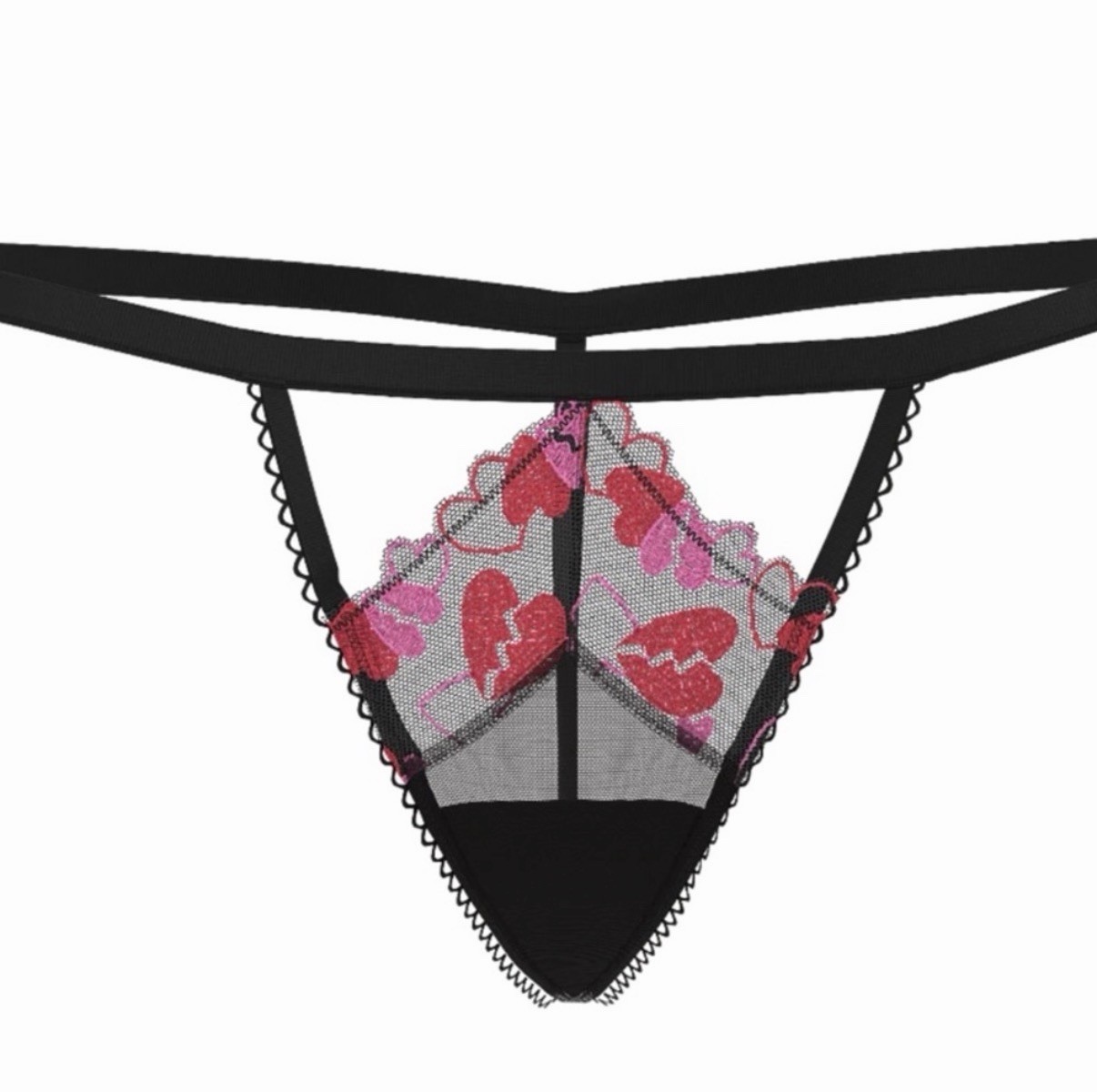 NWT VICTORIA’S SECRET PINK WINK Heartbreaker Embroidered Heart Thong PANTY S
