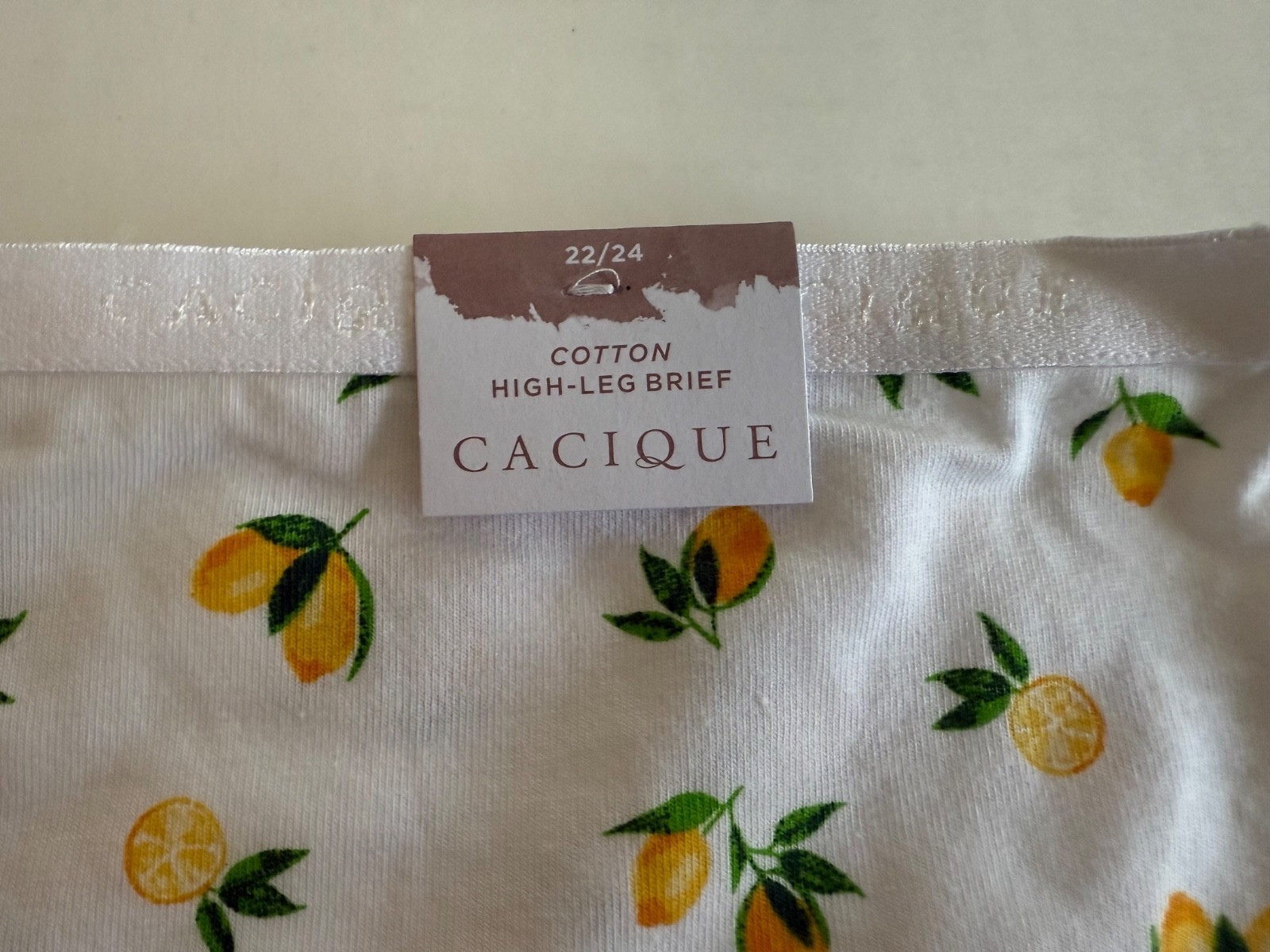 Lane Bryant Cacique 22/24 Lemon White Cotton High Leg Brief Underwear Panties