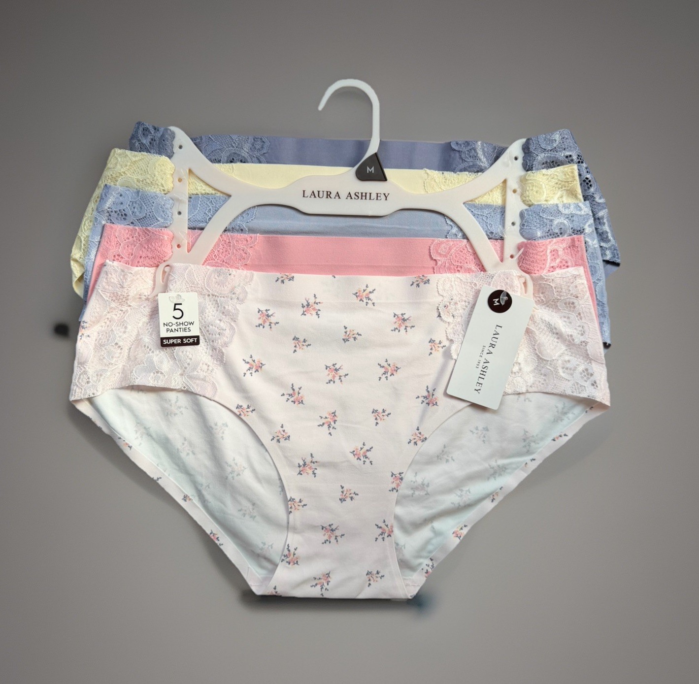 5 Pack LAURA ASHLEY Hipster No-Show Panty sz M Set Bundle Lot Tag Free
