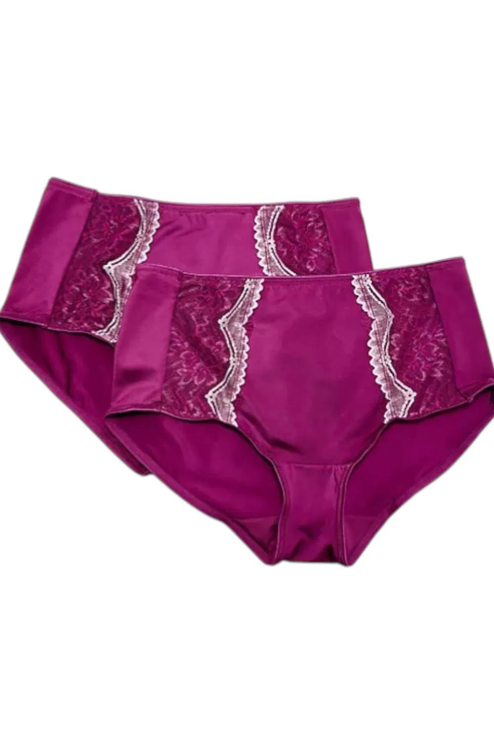 Breezies Women’s 2-pack Two-Tone Lace Shimmer Hipster Brief Panty Wine