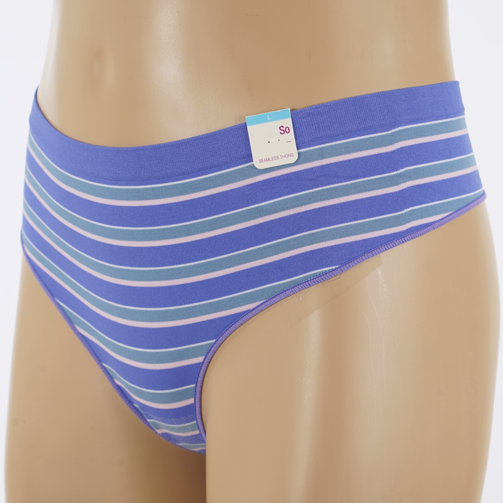 SO INTIMATES Junior’s Size 11-13 LARGE Seamless STRIPE THONG Panties #ZG01U475R