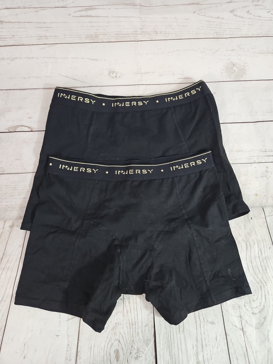 INNERSY Women’s SZ L Cotton Boy Shorts 2-Pack Black 4″ inseam boxer brief