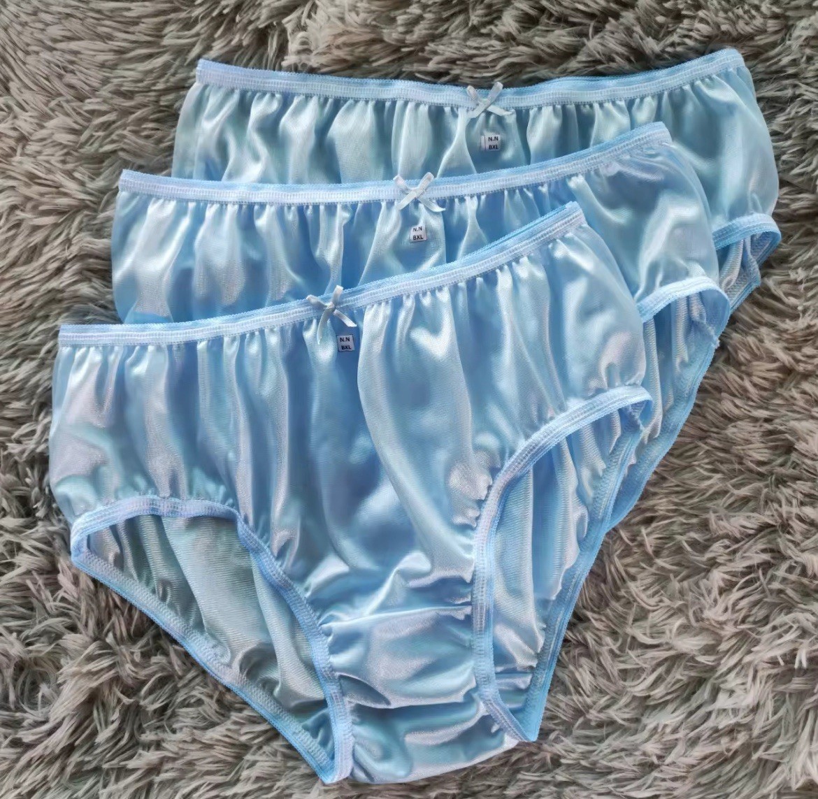 women blue bikini underwear XL nylon briefs pack 3 waist 38-44 hip 38-44