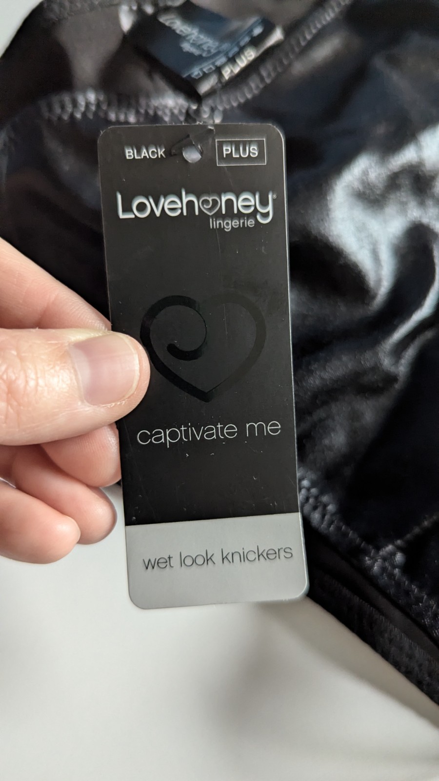 NWT Lovehoney Crotchless Panties Women’s Leather Looking Satin Second Skin PLUS
