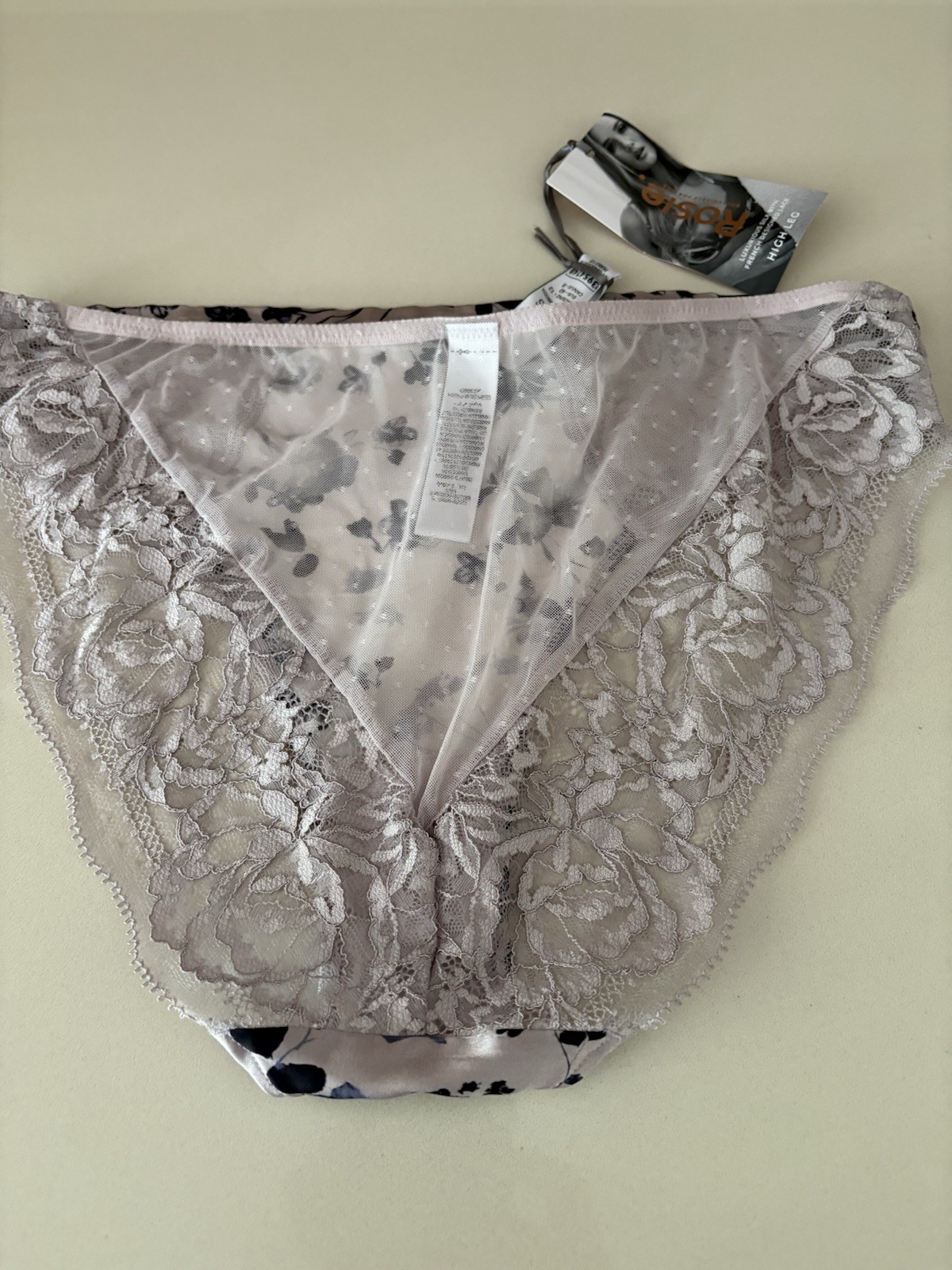 M&S Rosie for Autograph Silk & Lace High Leg Knickers 18 Pebble Silver BNWT