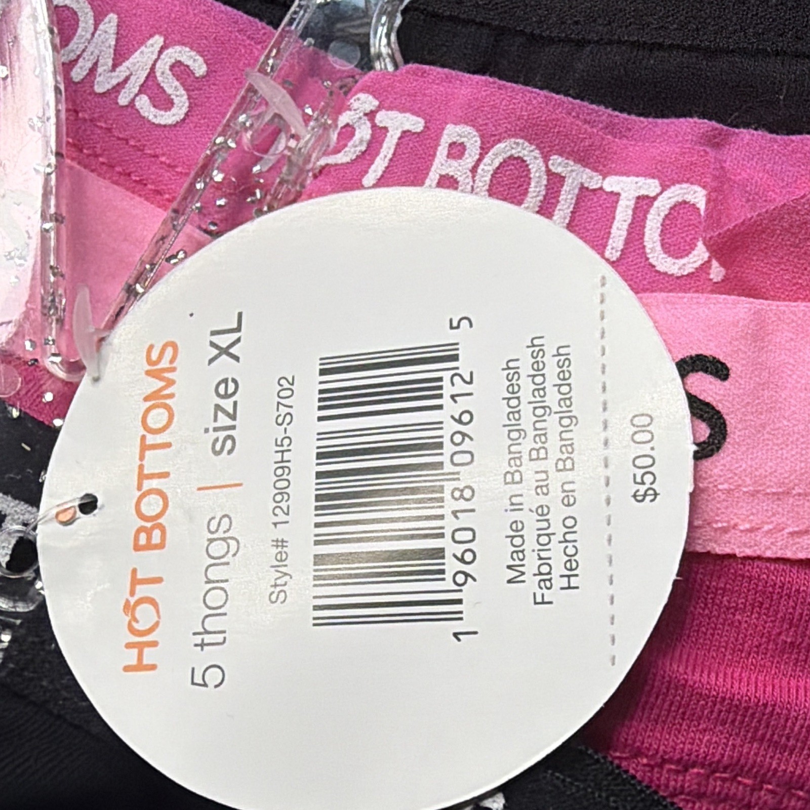 Hot Bottoms 5-Pack Women’s Thong Panties XL Graphic Print Love Logo Multicolor