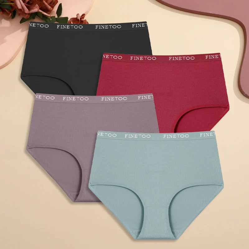4 Pack Womens Cotton High Waist Panties Seamless Briefs Soft Stretch UK