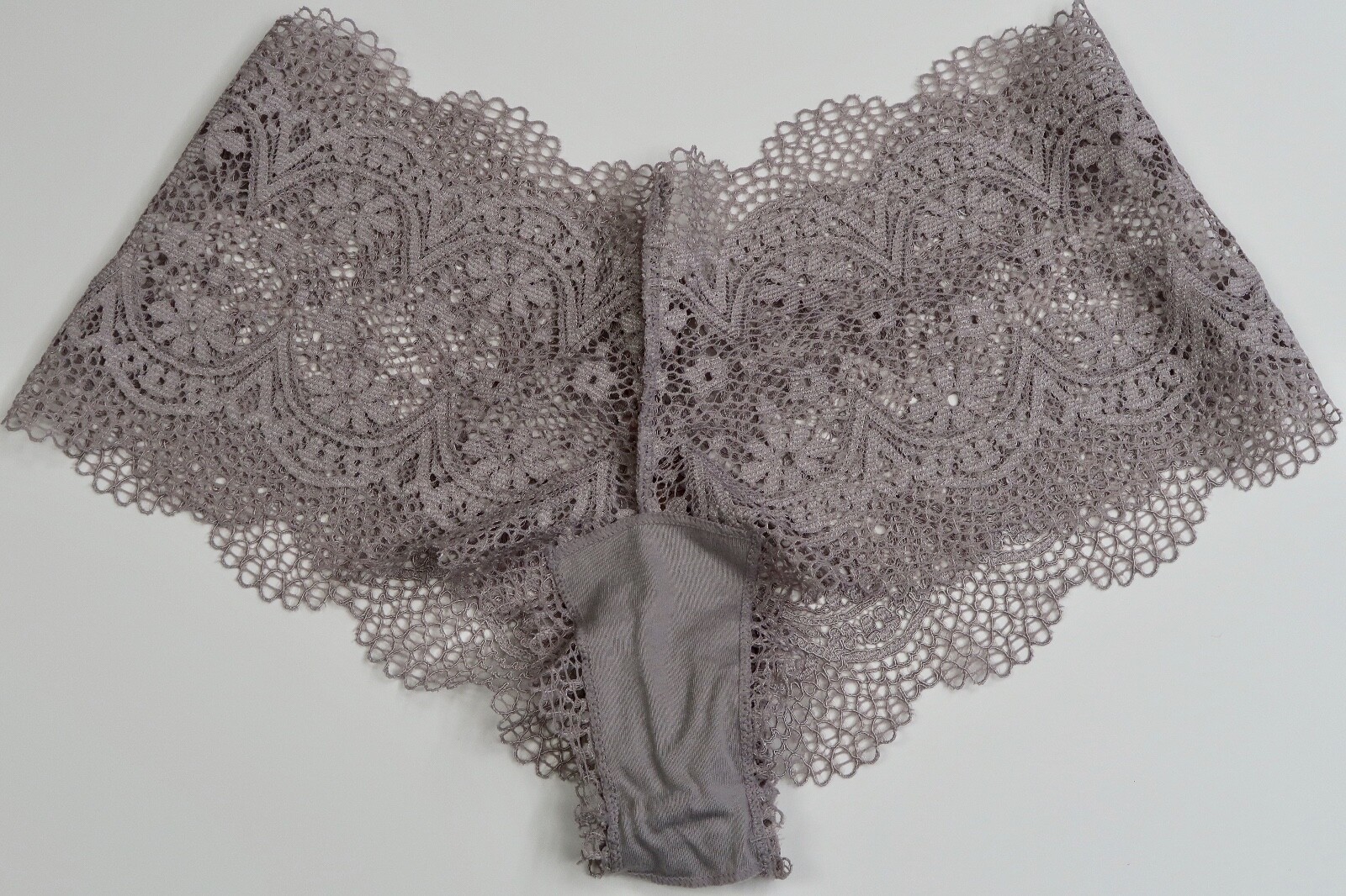 $25 Victoria’s Secret The Crochet Lace Sexy Shortie Grey Panties BRAND NEW