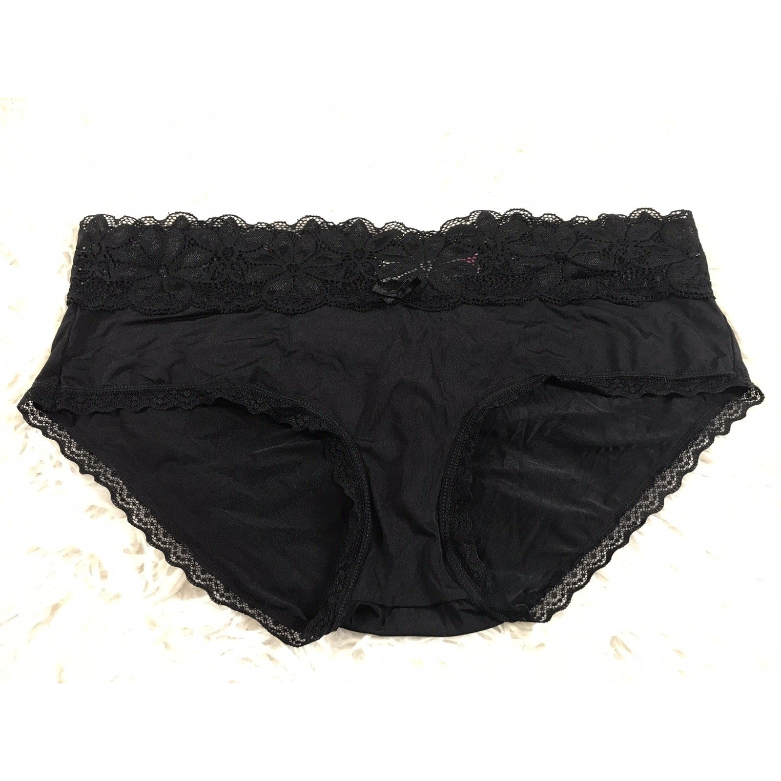 No Boundaries Women’s Body Base Hipster W Lace Panties Size LARGE Solid Black