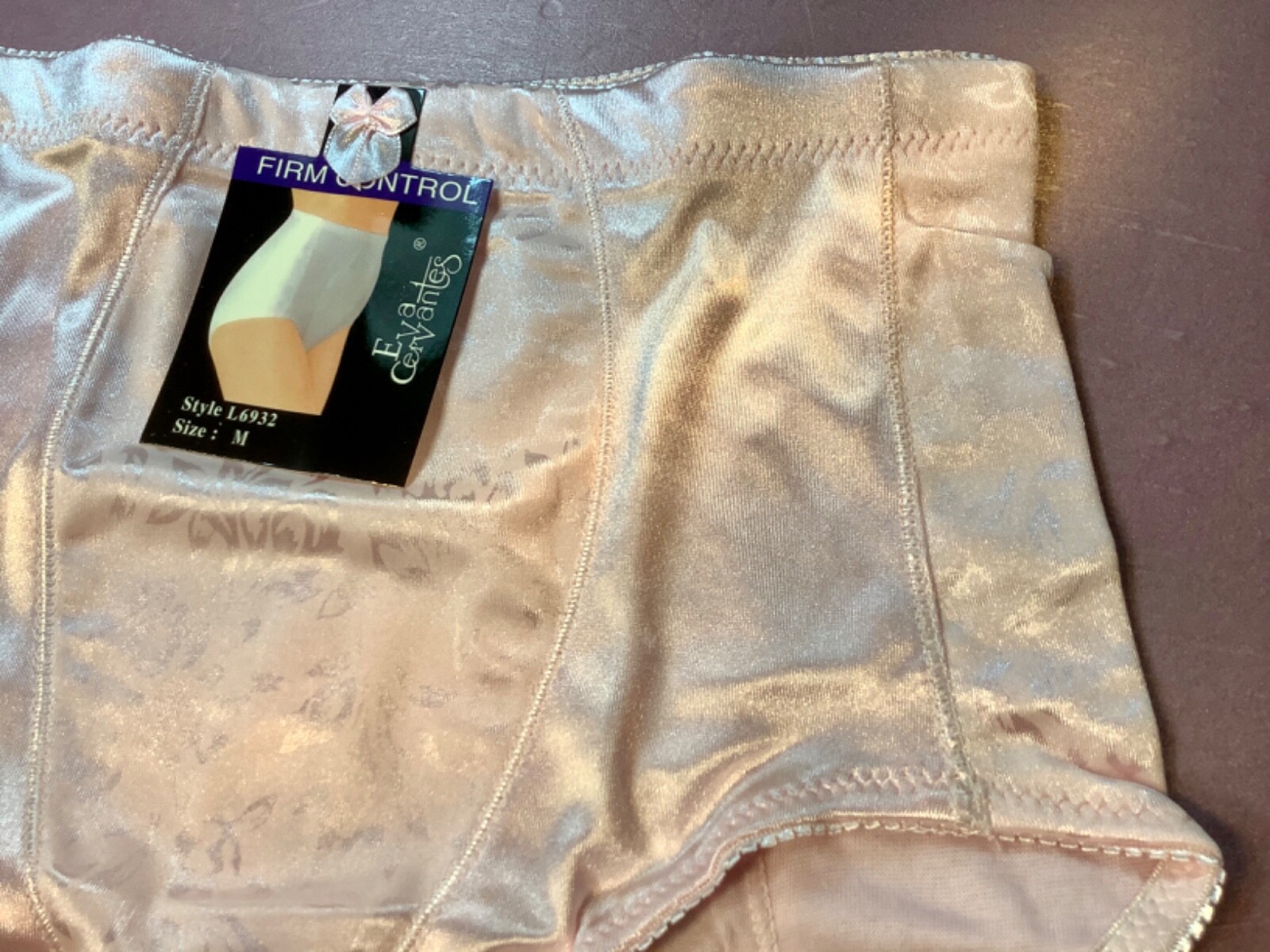 Women Control Panties,Briefs”Eva Cervantes”Size L. pink Soft shiny Satin W/decor
