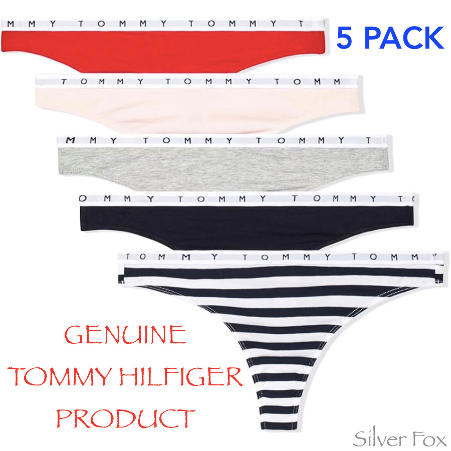 5 PACK TOMMY HILFIGER WOMENS COTTON G STRING THONG UNDERWEAR UNDIES HIP BRIEFS