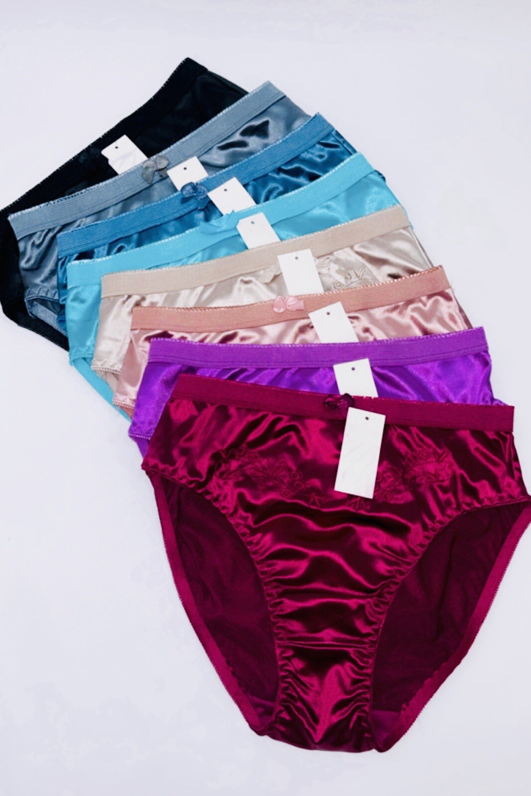 6 Packs Lot Sexy Women Satin Panties High Leg Ladies Underwear 322 Lingeries 3XL