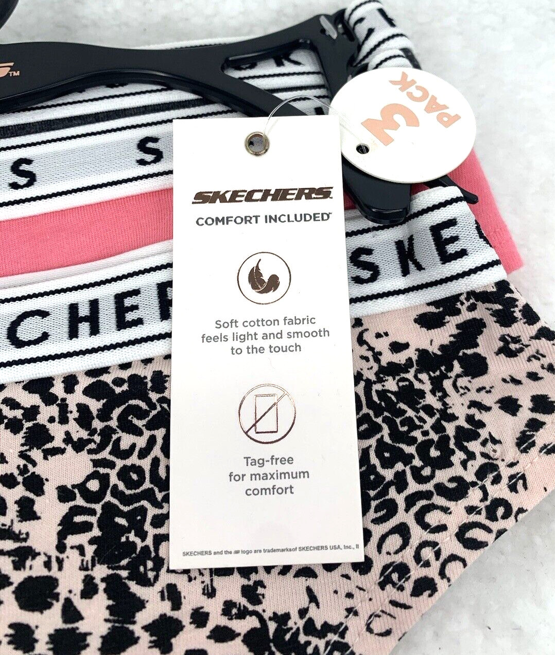 Women’s Thong SZ XL 3-Pk Cotton Blend Underwear Leopard Print by Skechers