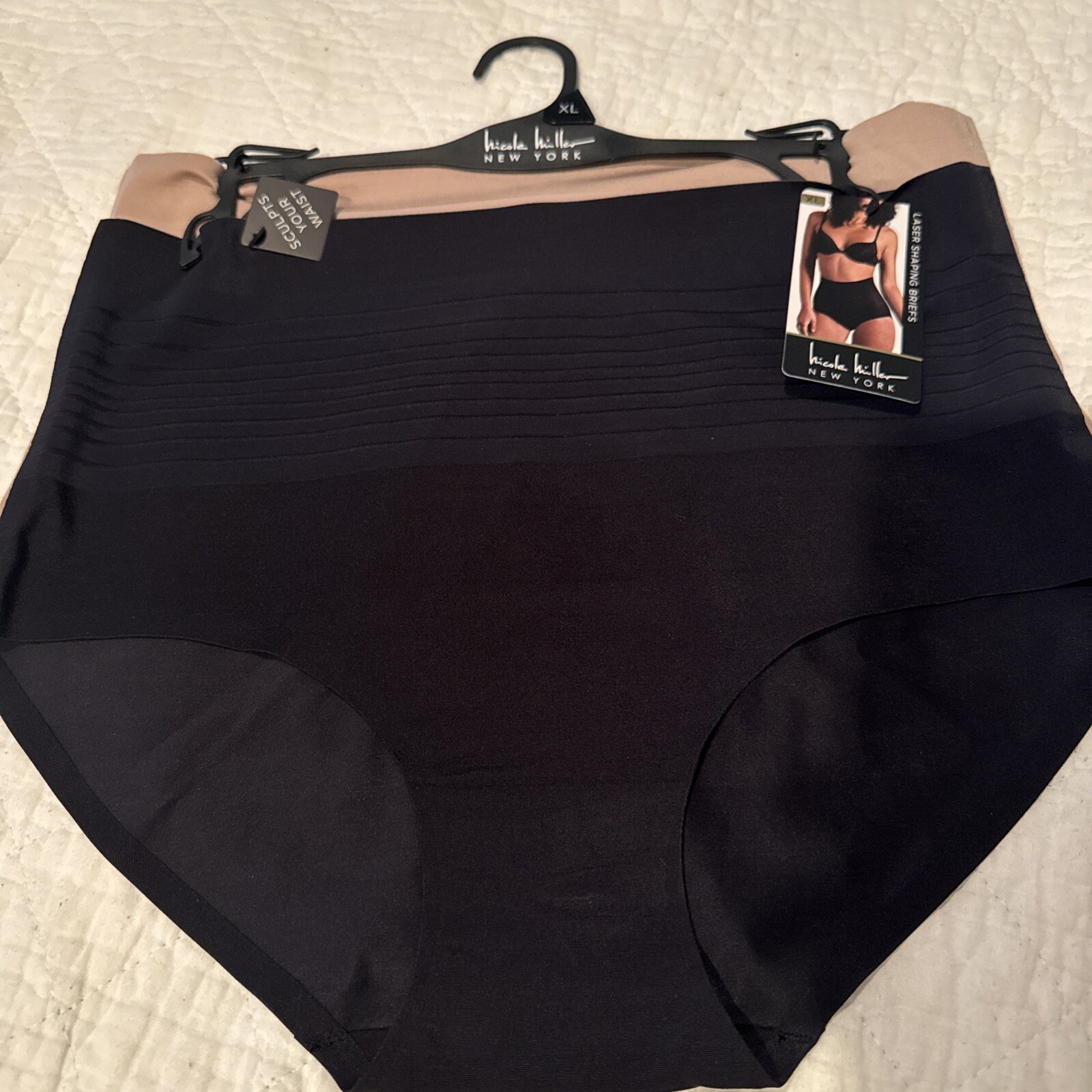 NWT 2pc Nicole Miller Super Soft Shaping Briefs Panties Size XL Nylon Spandex