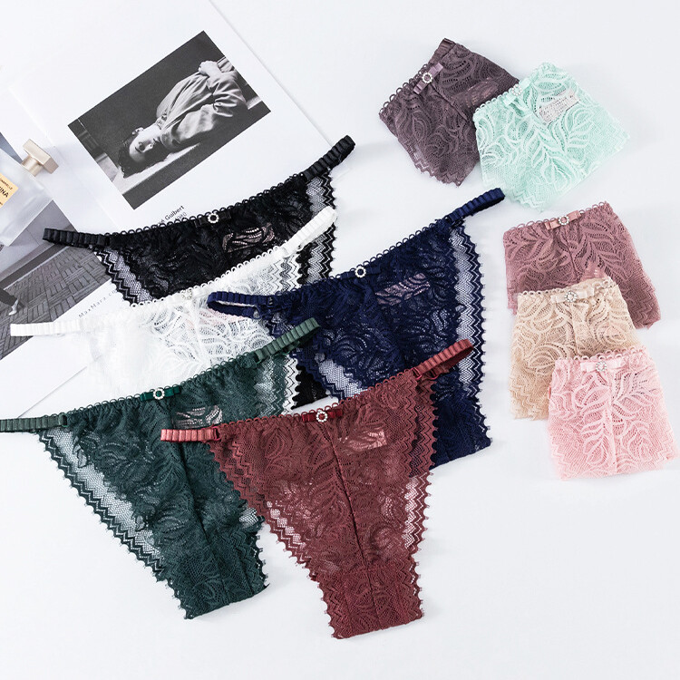 5 Pack Lot Sexy Womens See Through Lace Panties Thongs Sheer Underwear Lingeries
